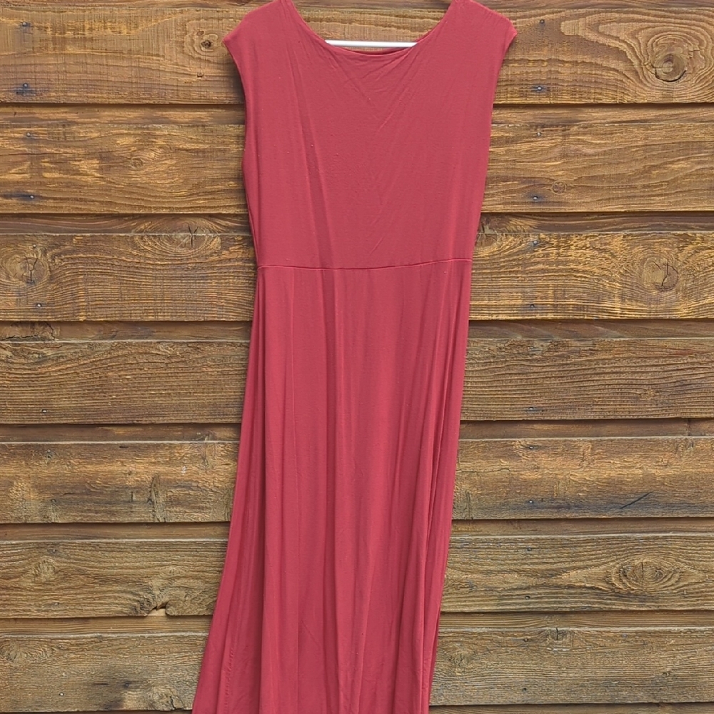 Banana Republic Pink Maxi Dress Sleeveless Crew Neck